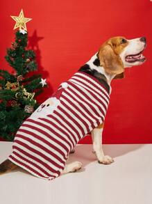 1pc Stretchable Knit Warm Two Feet Christmas Dog Sweater With Santa Claus Embroidery For Small/medium/large Dogs - Red and White - View 8