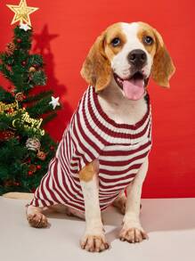 1pc Stretchable Knit Warm Two Feet Christmas Dog Sweater With Santa Claus Embroidery For Small/medium/large Dogs - Red and White - View 7