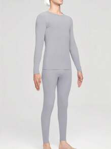Men's Stylish Leisure Warm Underwear Set For Autumn And Winter, Long Sleeve Top And Long Johns
