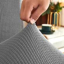 一個灰色的玉米絨彈性全季椅套 - 灰色 - 查看 3