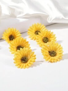 6 cái Hoa Hướng dương Thiết kế Mini Kẹp tóc Đối với bờ biển Kỳ nghỉ - Màu vàng - Xem 4