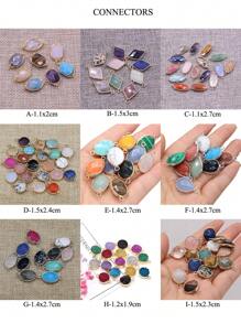 5pcs/Set Random Color Natural Stone Connectors Charms For DIY Necklace Bracelets Jewelry Making Accessories - Random Color - View 12