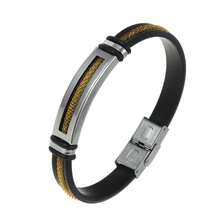 1 件時尚不鏽鋼矽膠鏤空手鐲適合男士日常佩戴 - 2 - 查看 10