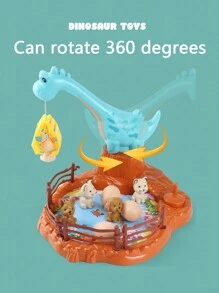 恐龍夾娃娃機附6枚恐龍蛋、4個(隨機款式)狗、4個(隨機款式)恐龍玩具,適用於迷你夾娃娃機遊戲,桌上互動遊戲,拯救動物 - 藍色 - 查看 6