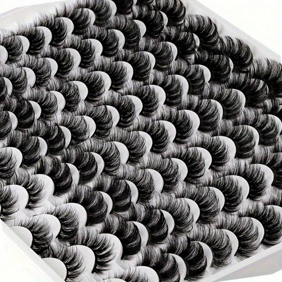 48 pairs of 6 styles of mixed fluffy and curly fake eyelashes, eye-catching thick 5D fake mink eyelash multiple packs