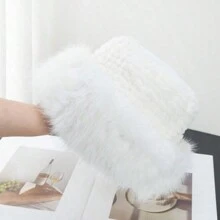 1 Miếng Mới Đúng mốt Plush ấm áp Ngư dân Mũ Beanies Với Tai Sự bảo vệ , Thoáng khí , Màu thuần , Mùa Đông Mũ - trắng - Xem 1