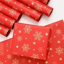10pcs/Pack Christmas Wrapping Paper Snowflake Print, 50cm X 70cm, Suitable For Festival Party Gift Wrapping Decoration, Christmas