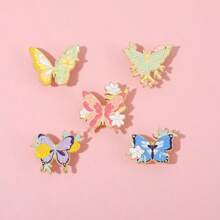 多彩花卉昆蟲蝴蝶個性化第三人稱信函搭扣琺瑯&油滴金屬合金胸針,男女裝飾衣物包袋帽子圍巾強磁針配飾