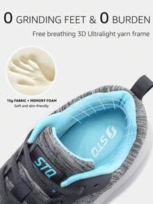 STQ Walking Shoes For Women Lace Up Lightweight Tennis Shoes - 灰月 - 查看 4