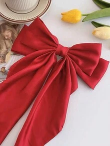 1pc Red Large Bowknot Hair Clip - Multicolor - View 3