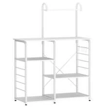 DlandHome 4-Tier Kitchen Baker's Rack Utility Microwave Stand With 5 Hooks, Metal Storage Shelves, White - 白色的 - 查看 8