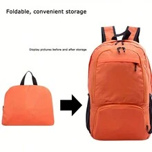 1個多功能戶外背包,大容量,強大的承載能力,純色設計,可折疊,男女適用,非常適合徒步旅行 - 橘色 - 查看 5