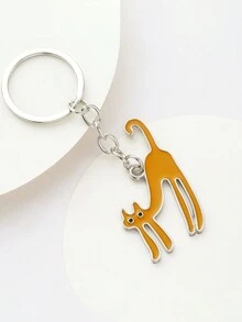 1個女性可愛卡通貓鍵匙扣,具有有趣的姿勢,適合贈送給朋友和同學 - 查看 2