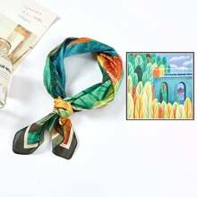 3pc Mascadas Para Mujer Pañuelo Seda Dama Moda Estampado,Bufanda Para La Cabeza Con Estampado De Anacardo De Seda Artificial Para Mujer, Uso Diario, Bufanda De Playa - Multicolor - Ver 2