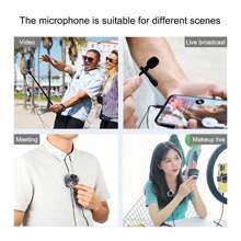 PULUZ 6m 3.5mm Jack Lavalier Omnidirectional Condenser Recording Video Microphone Omnidirectional Condenser Recording Mic for Interview Meeting Video - Black - View 10