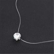 1pc Transparent Fishing Line Chain Statement Necklace With Cubic Zirconia - Solitaire - View 7