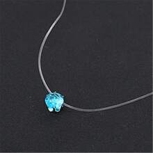 1pc Transparent Fishing Line Chain Statement Necklace With Cubic Zirconia - Solitaire - View 5