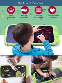 14頁畫板兒童可重復塗鴉書與12支水彩筆,防水彈性繪畫板,幼兒、學齡前儿童活动玩具,藝術旅行套裝,公路旅行車載遊戲寫作繪畫工具箱 - 綠色 - 查看 10