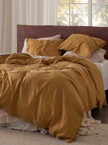 Bedsure Valentine's Day Linen Duvet Cover - Linen Cotton Blend Duvet Cover Set, 2/3 Pieces, 1 Duvet Cover And 1/2 Pillowcase, For Spring Decor, Wedding Decor, Easter Decor, Room Decor, Home Decor - Honey Ginger - 查看 2