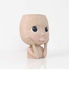 1只娃娃造型多肉植物盆栽,落地式,具有創意雕塑品味,戶外花園裝飾擺件