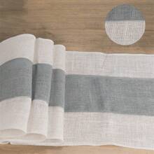 1 tấm vải bố trải bàn, vải chắp vá màu sắc mộc mạc cho trang trại, vải dệt viền ren trang trí bàn ăn, khăn trải bàn lãng mạn cổ điển cho tiệc cưới sinh nhật khách sạn nhà - Xám - Xem 2