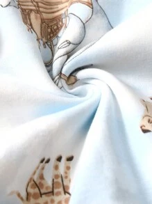 中性寶寶秋冬可愛動物圖案連體衣 - 藍色 - 查看 6