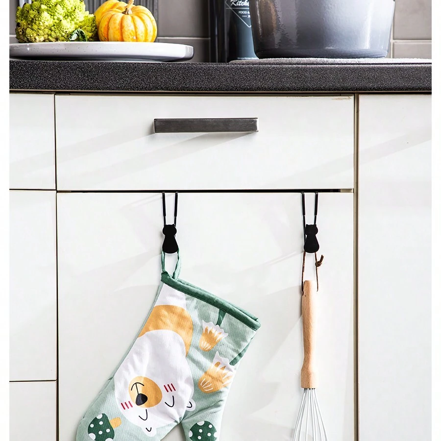 2 Piezas/set Gancho Individual Con Forma De Gato - Negro - Ver 1