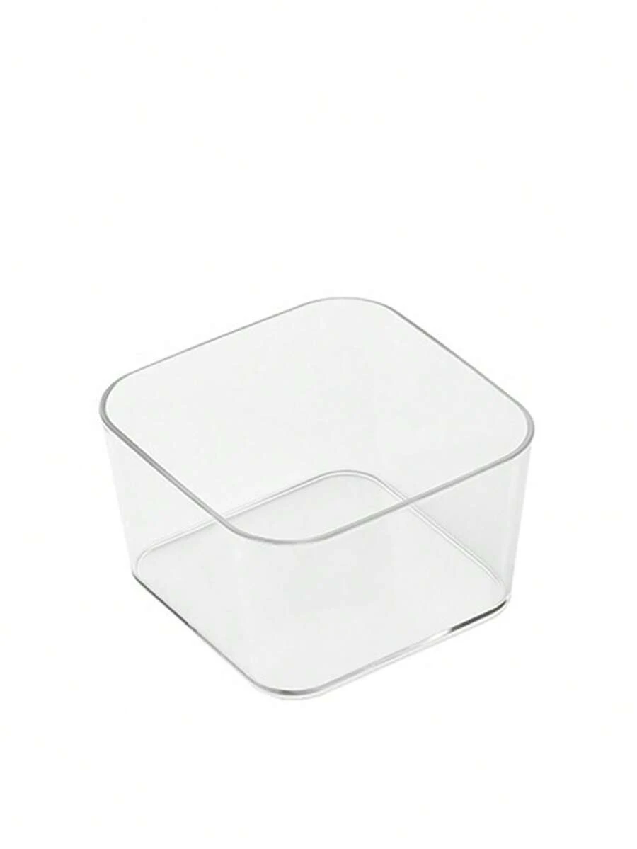 1pc Desktop Organizer For Office Table Or Cabinet, Rectangular Plastic Pencil And Stationery Storage Box For Desk Arrangement - transparent square - View 1