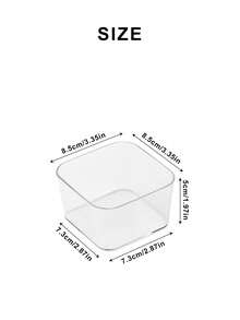 1pc Desktop Organizer For Office Table Or Cabinet, Rectangular Plastic Pencil And Stationery Storage Box For Desk Arrangement - transparent square - View 7