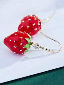 1對可愛有趣的蝴蝶結&草莓&春季元素休閒風格女耳環 - 草莓花朵 - 查看 7