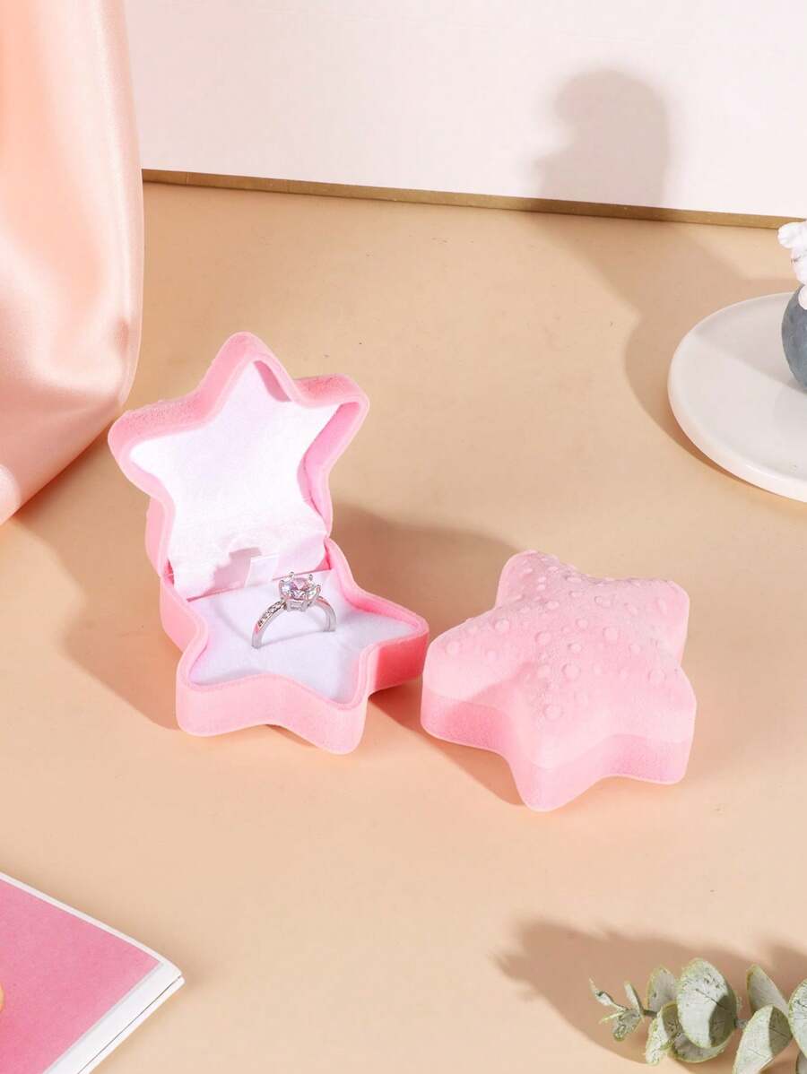 時尚可愛的粉色天鵝星形戒指和項鏈盒,適用於日常生活、婚禮、假期和禮品包裝 - 粉色 - 查看 1