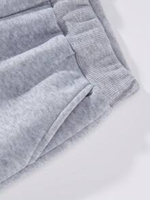 男童笑脸图案印花连帽衫和运动裤 2 件套 - 灰色 - 查看 6