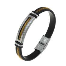 1 件時尚不鏽鋼矽膠鏤空手鐲適合男士日常佩戴 - 2 - 查看 11