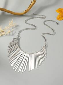 1 pièce Long collier punk à motif floral en métal avec pompon