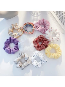 Set 15 Pzs Scrunchies Diferentes Diseños Donas Para Cabello Peinado Mujer Accesorio - Multicolor - Ver 4