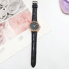 女性節日禮物 1入組奢華的石英手錶女商務時尚休閒圓形鑲鑽銀色不鏽鋼手錶