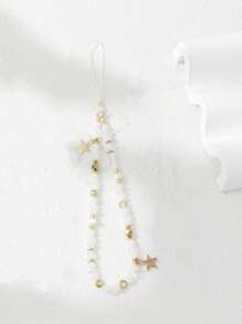 Star Shaped Pendant Colorful Crystal Mobile Phone Strap - White - View 4