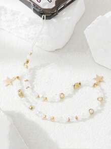 Star Shaped Pendant Colorful Crystal Mobile Phone Strap - White - View 1