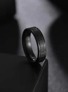 1個男士羅馬數字不銹鋼戒指,個性化流行的鈦鋼珠寶,極簡風格6mm