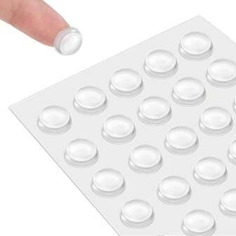 100 PCS Rubber Bumpers Clear Self Adhesive Bumpers Noise Dampening Buffer Pads 3/8 Inch Protection for Cabinet Door Drawer Wooden Floor-Hemispherical