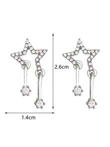 2 Miếng Đúng mốt Y2K Phong cách Ngôi sao & Pha lê Vật rủ xuống Hoa tai Cho bữa tiệc , Ngày , Qủa tặng Và Sử dụng hàng ngày - Bạc - Xem 4