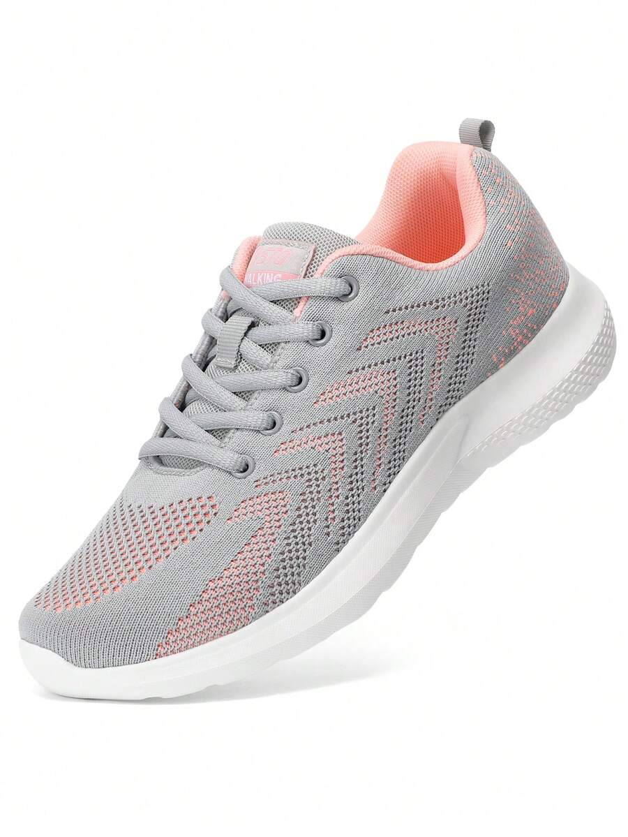 STQ Walking Shoes For Women Casual Lace Up Lightweight Tennis Running Shoes - hồng xám nhạt - Xem 1