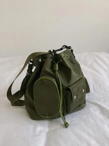 单肩包 斜挎包 手提包 托特包 防水大容量 可折叠 多口袋 可调节肩带 个性化 优雅 休闲 时尚 多功能通勤包 适合学校、节日、户外活动 男女童及白领 - 綠色 - 查看 7