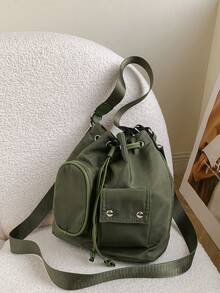 单肩包 斜挎包 手提包 托特包 防水大容量 可折叠 多口袋 可调节肩带 个性化 优雅 休闲 时尚 多功能通勤包 适合学校、节日、户外活动 男女童及白领 - 綠色 - 查看 9