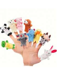 Set de 10 marionetas de mano con dedos y pies de animales, gran compañero para contar historias, regalo de juguete de peluche