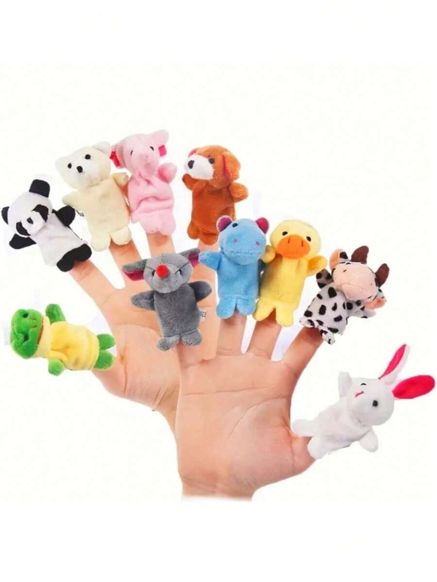 Set de 10 marionetas de mano con dedos y pies de animales, gran compañero para contar historias, regalo de juguete de peluche