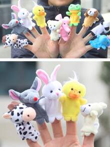 Set de 10 marionetas de mano con dedos y pies de animales, gran compañero para contar historias, regalo de juguete de peluche