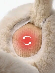 1pc Simple Foldable Plush Ear Muffs For Kids - Apricot - View 3