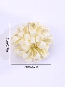2pcs/pack Ivory Embroidered Ball Flower Hair Clips For Girls - Beige - View 6