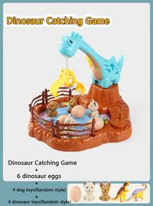恐龍夾娃娃機附6枚恐龍蛋、4個(隨機款式)狗、4個(隨機款式)恐龍玩具,適用於迷你夾娃娃機遊戲,桌上互動遊戲,拯救動物 - 藍色 - 查看 7